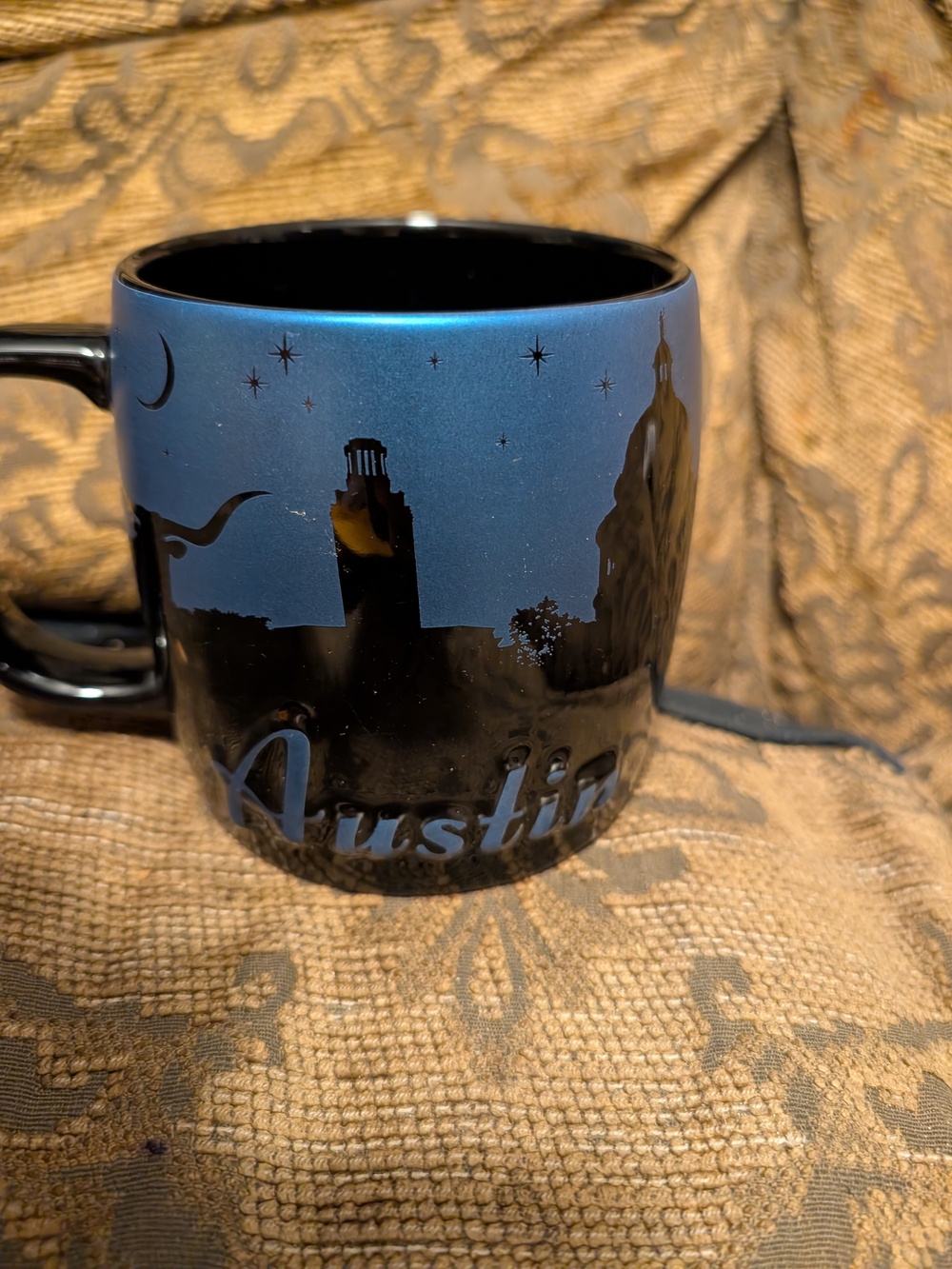 Austin Skyline Ceramic Mug - Blue and Black Night Scene